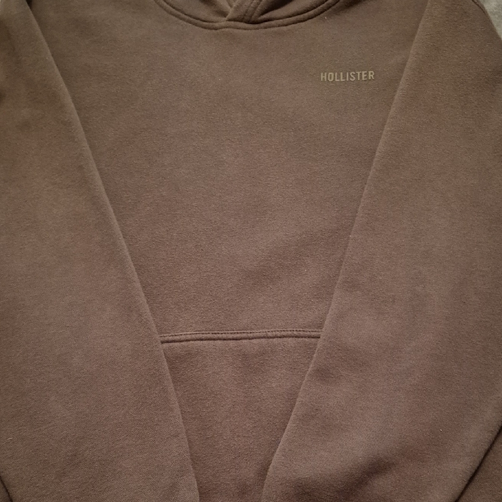 Hollister Men's Hoodie in Deep Gray Kangaroo Pouch With Extra Zip Pocket